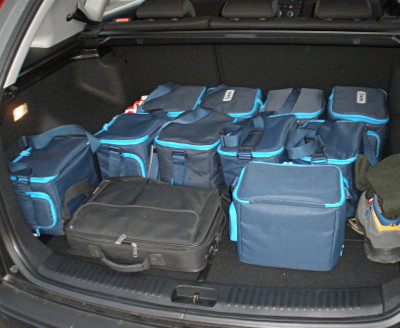 Car trunk carrying 6 PMU devices, including all the additional equipment.